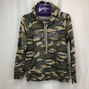 Womens Cabelas Purple Camouflage Hunting Hoodie Pullover Camo Sweatshirt Small